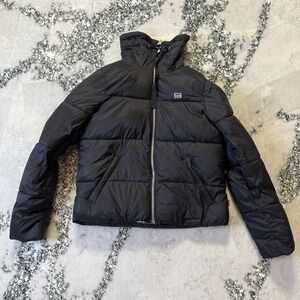 Levi Strauss Coat Womens Size S Black Hooded Puffer Molly Sherpa Lined Jacket